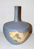 Blue Thin Necked Vase with Mosaic